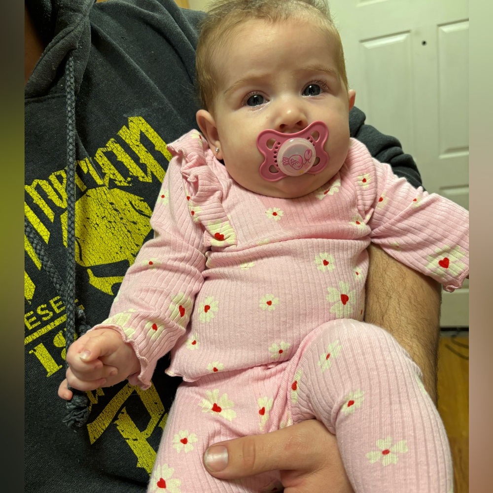 Pink Baby Outfit with Floral Design